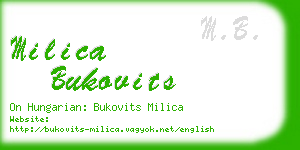 milica bukovits business card